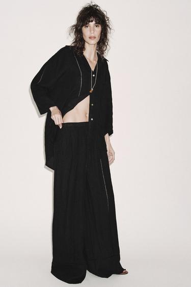 PANTALON LARGE 100 % LIN COLLECTION ZW SANS CORDON