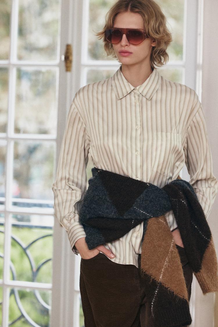 CHEMISE À RAYURES AVEC POCHE ZW COLLECTION