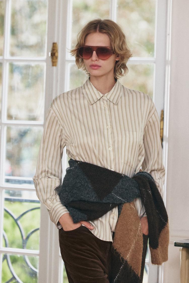 CHEMISE À RAYURES AVEC POCHE ZW COLLECTION