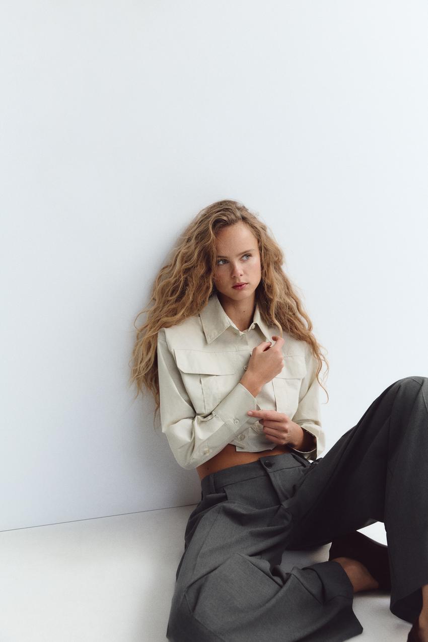 CHEMISE COURTE EN GABARDINE
