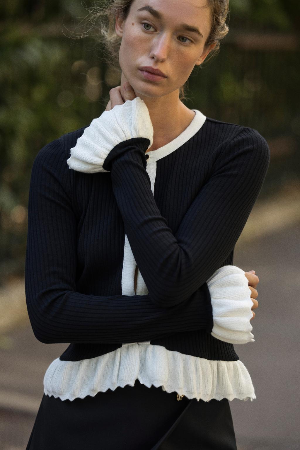 VESTE COMBINÉE TRICOT CONTRASTE