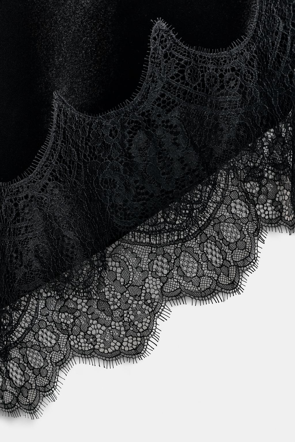 ROBE MI-LONGUE EN VELOURS ET DENTELLE