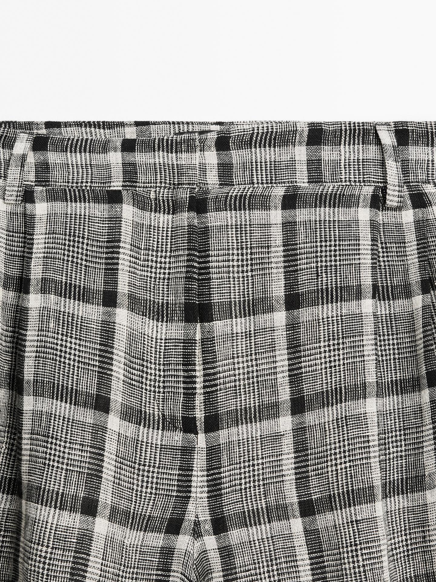 MASSIMO DUTTI PANTALON PALAZZO À CARREAUX 100 % LIN