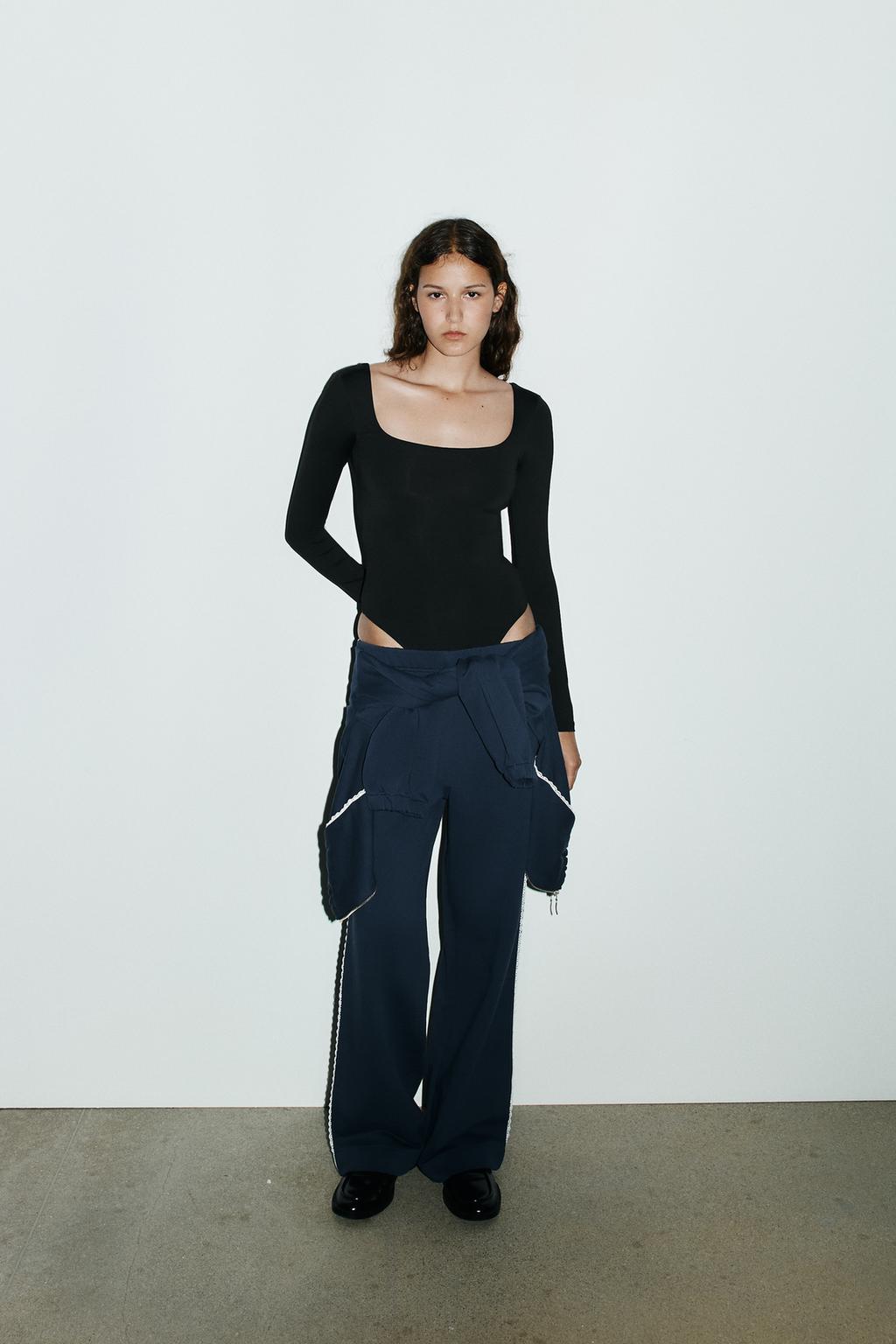 ENSEMBLE SWEAT VOLUME DENTELLE | PANTALON MOLLETON LARGE DENTELLE