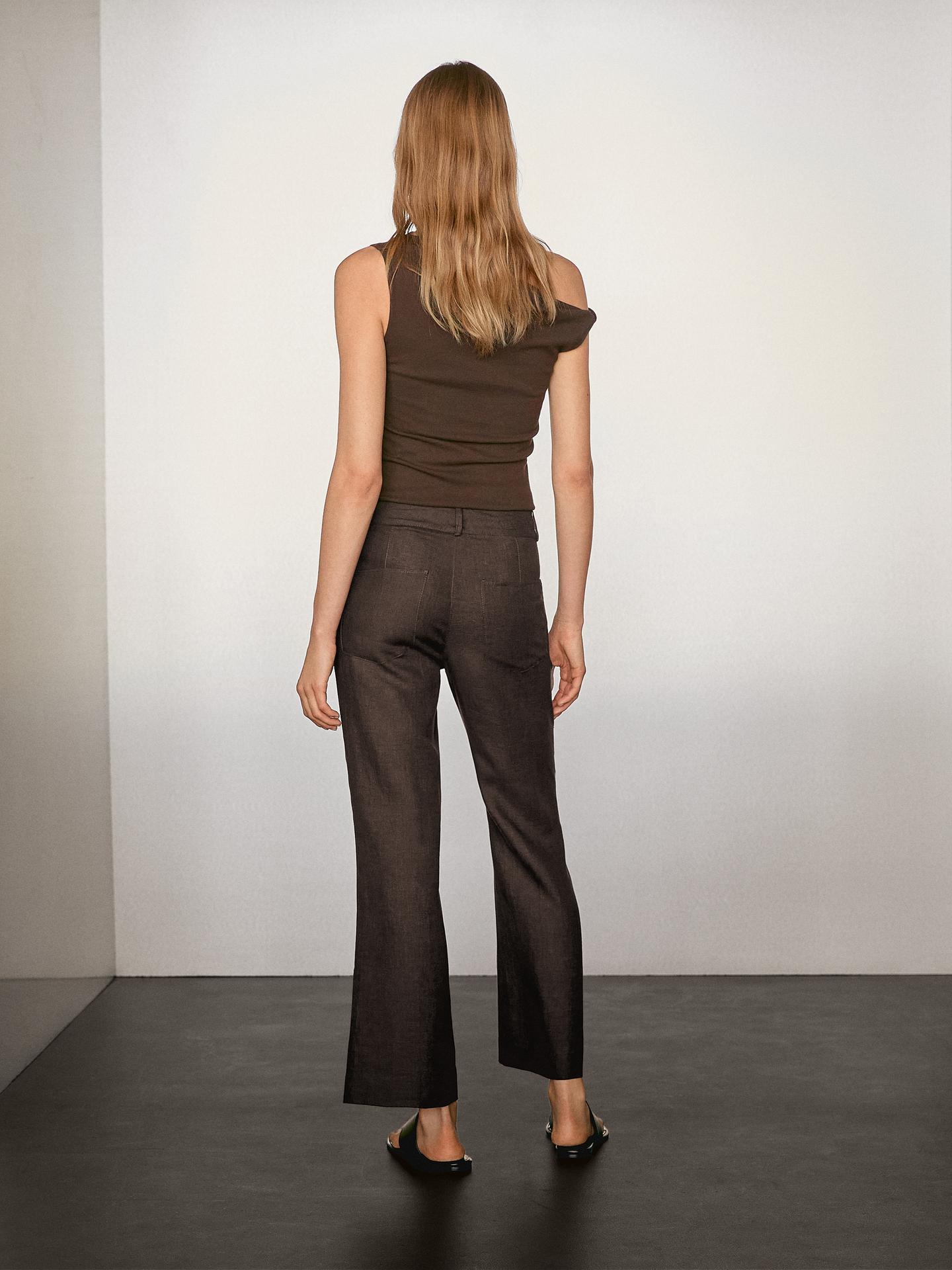 MASSIMO DUTTI PANTALON FLARE 100 % LIN