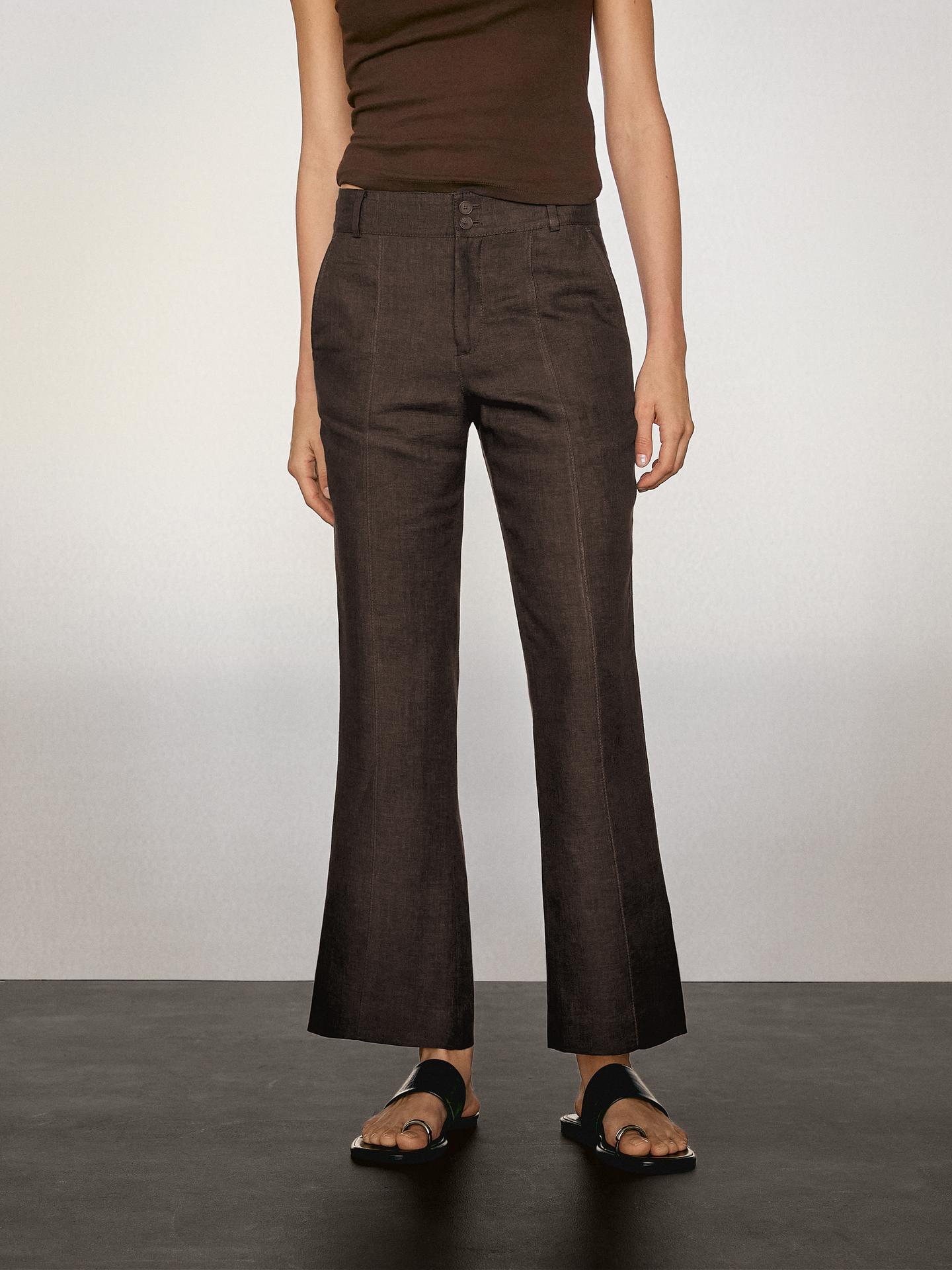 MASSIMO DUTTI PANTALON FLARE 100 % LIN