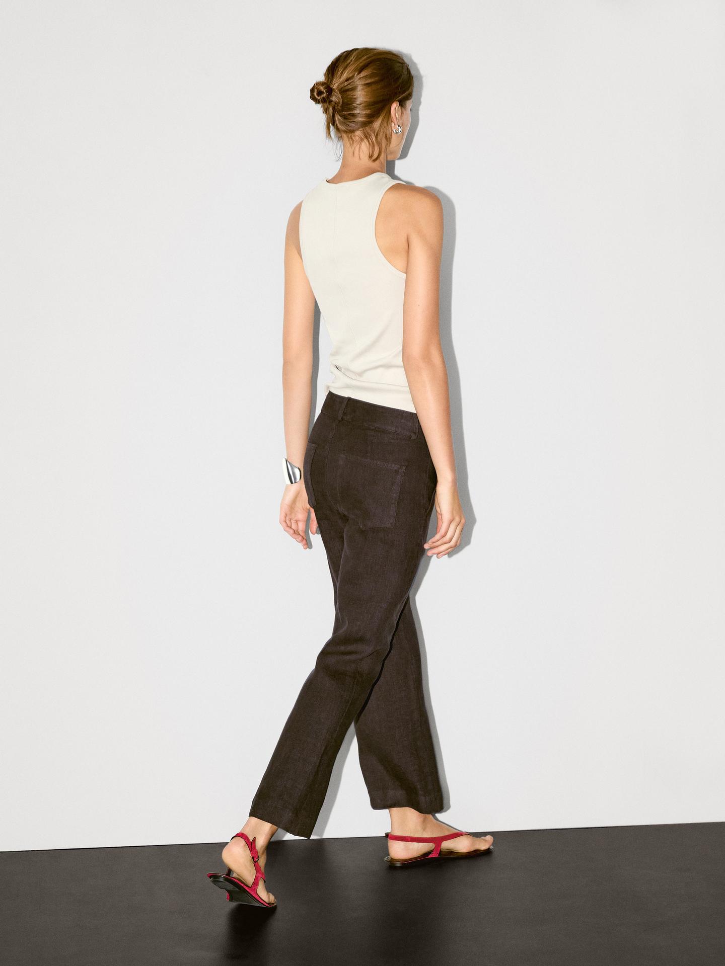 MASSIMO DUTTI PANTALON FLARE 100 % LIN