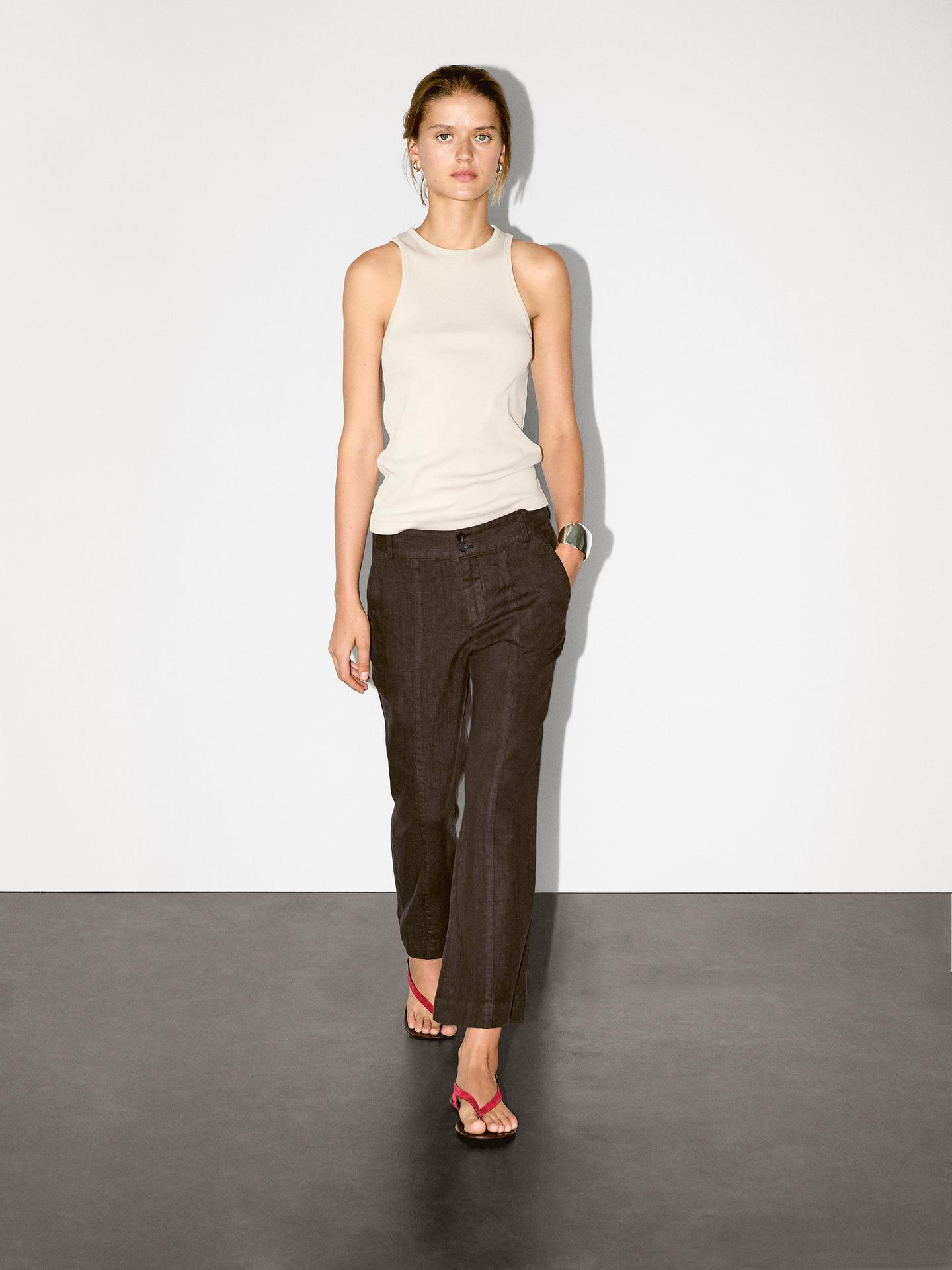 MASSIMO DUTTI PANTALON FLARE 100 % LIN
