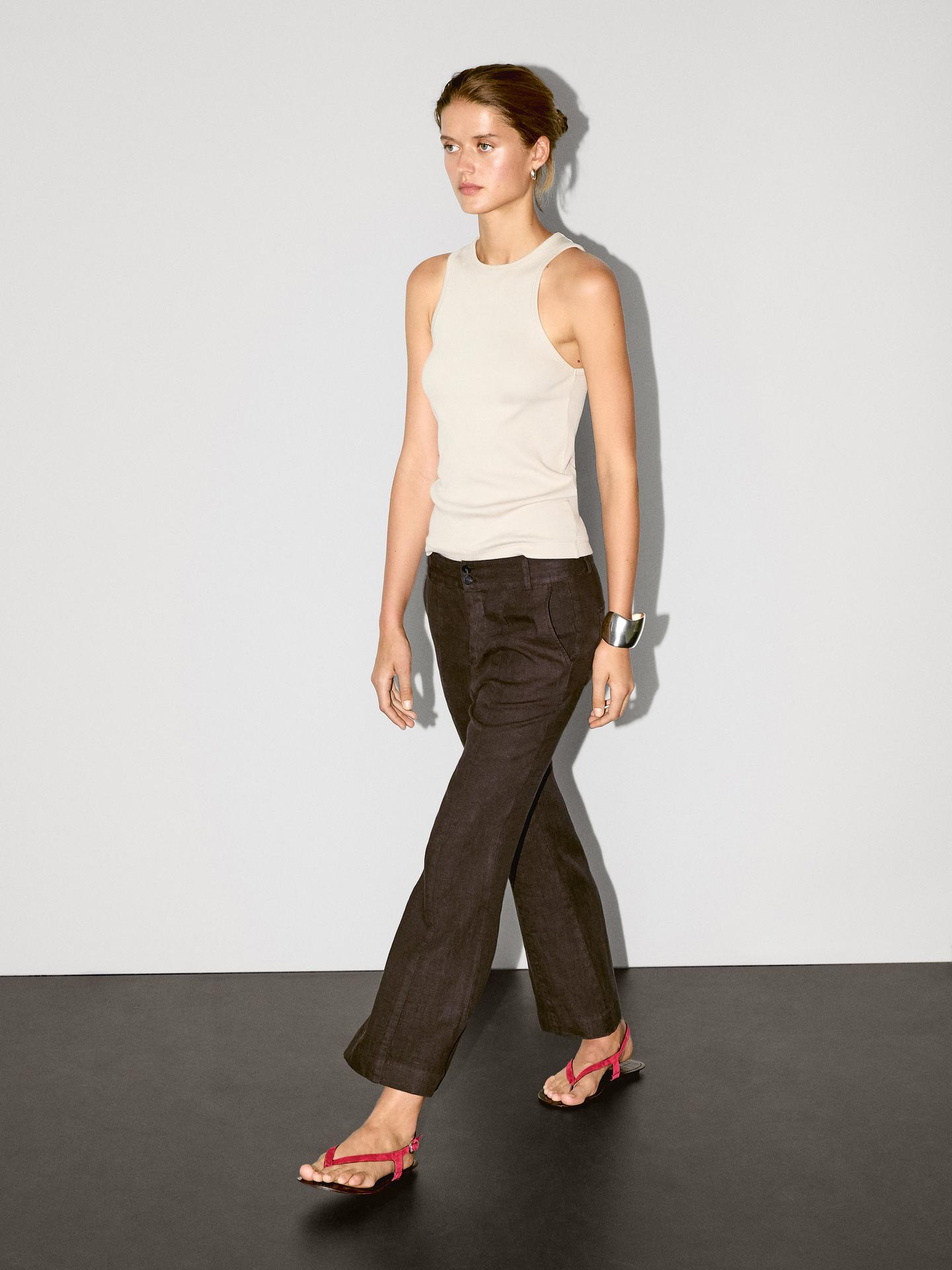 MASSIMO DUTTI PANTALON FLARE 100 % LIN