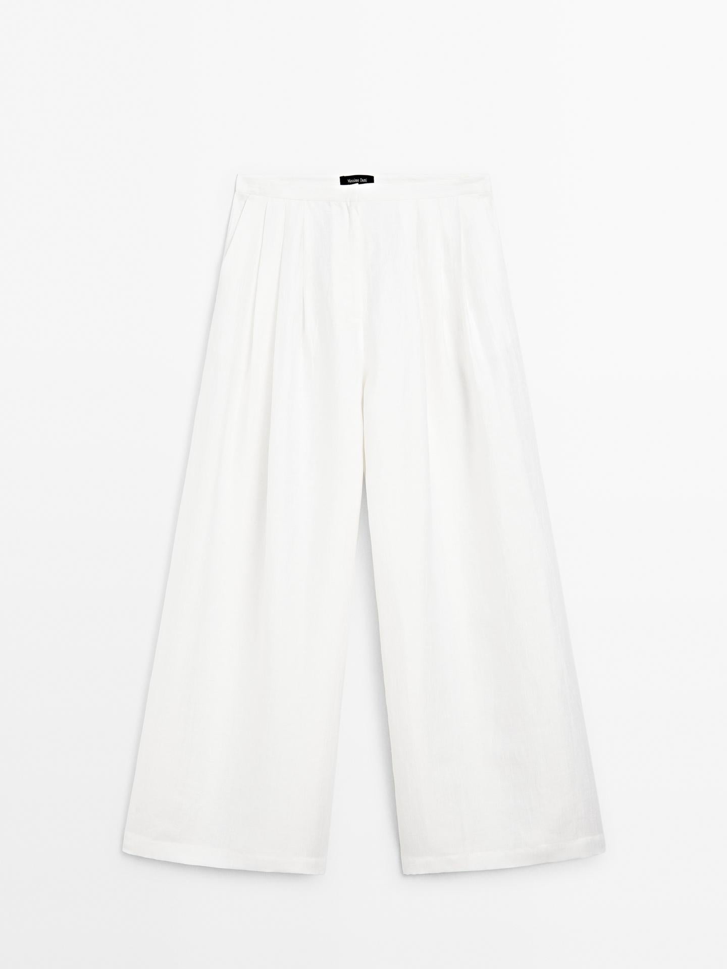 PANTALON LARGE VOLUME EN LIN MÉLANGÉ