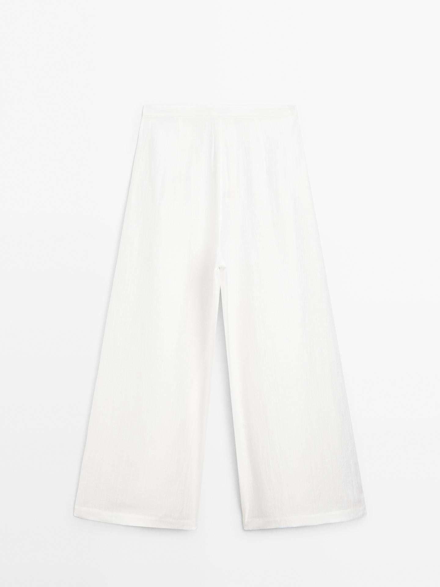 PANTALON LARGE VOLUME EN LIN MÉLANGÉ