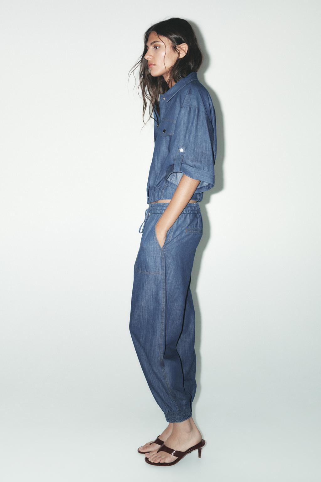 ENSEMBLE VESTE EN LIN À MANCHES COURTES | PANTALON DE JOGGING AVEC LIN