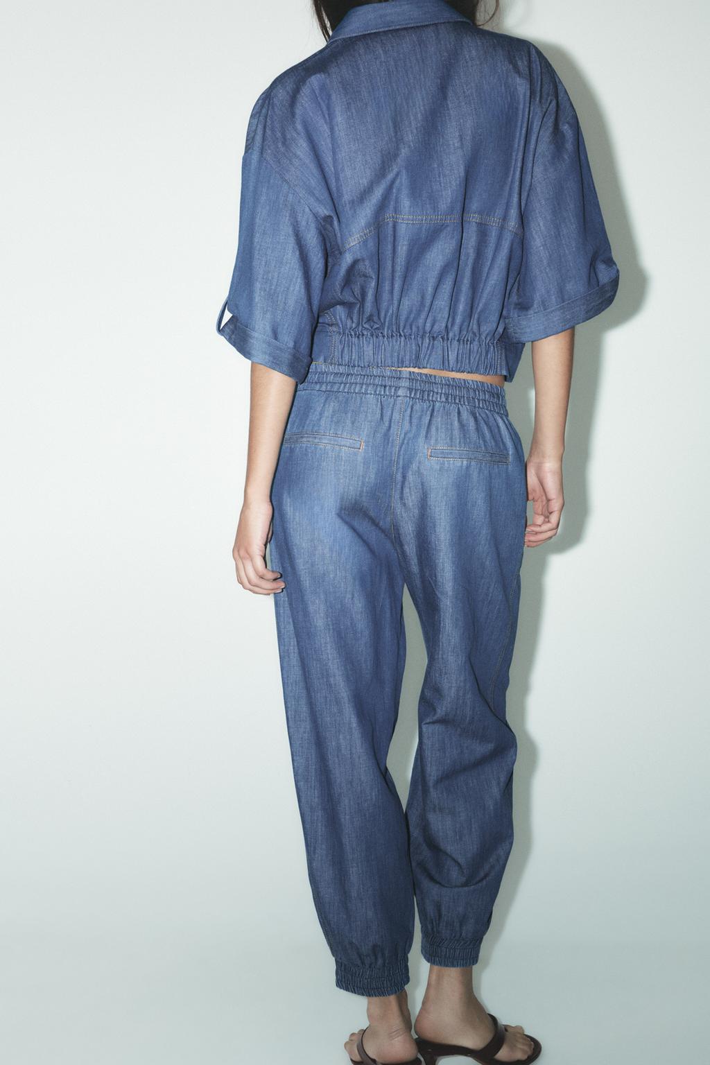 ENSEMBLE VESTE EN LIN À MANCHES COURTES | PANTALON DE JOGGING AVEC LIN