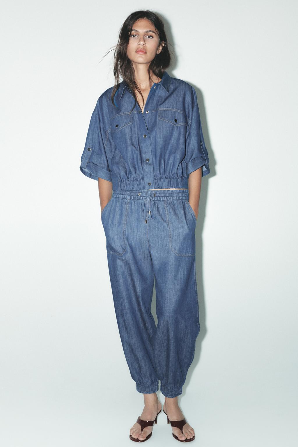 ENSEMBLE VESTE EN LIN À MANCHES COURTES | PANTALON DE JOGGING AVEC LIN