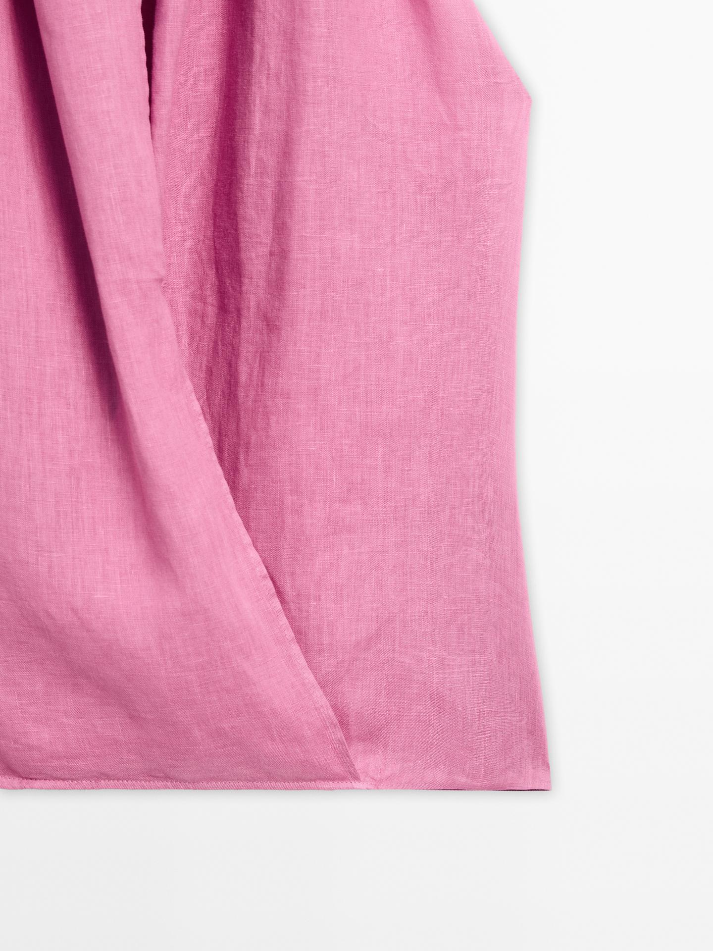 MASSIMO DUTTI TOP CACHE-COEUR LIN À ENCOLURE AMÉRICAINE
