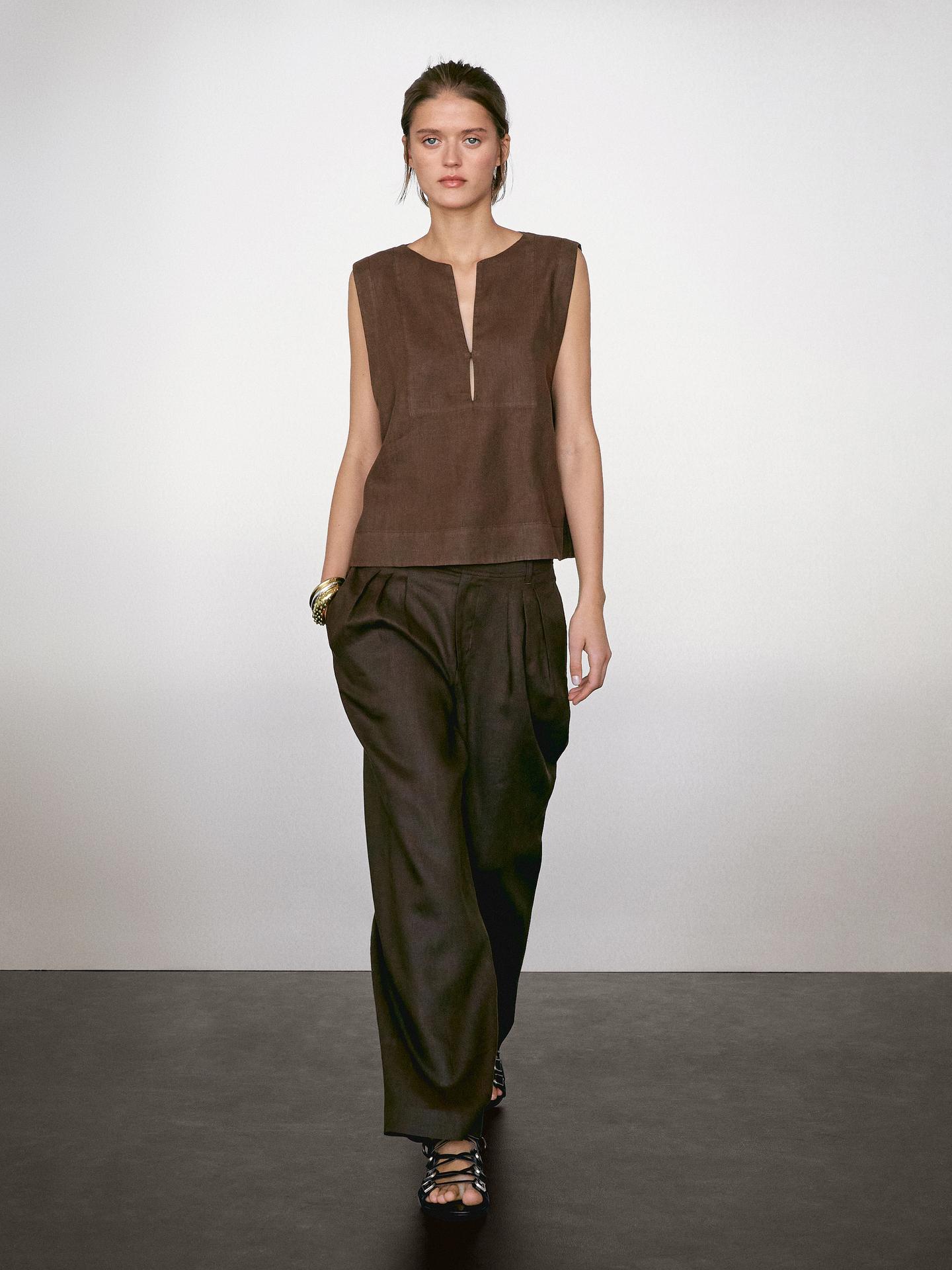 MASSIMO DUTTI BLOUSE 100 % LIN