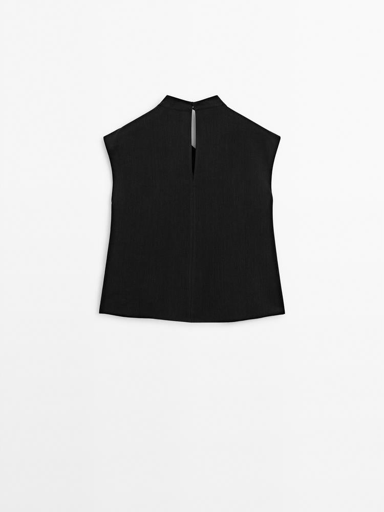 TOP EN RAMIE À COL DRAPÉ MASSIMO DUTTI