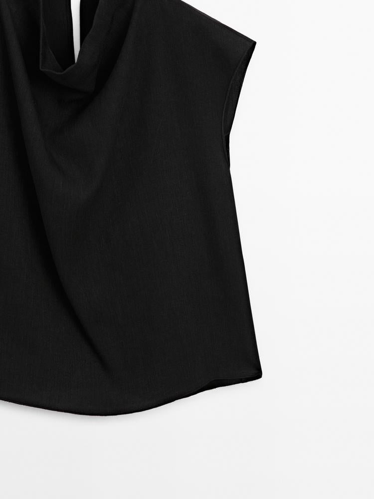 TOP EN RAMIE À COL DRAPÉ MASSIMO DUTTI