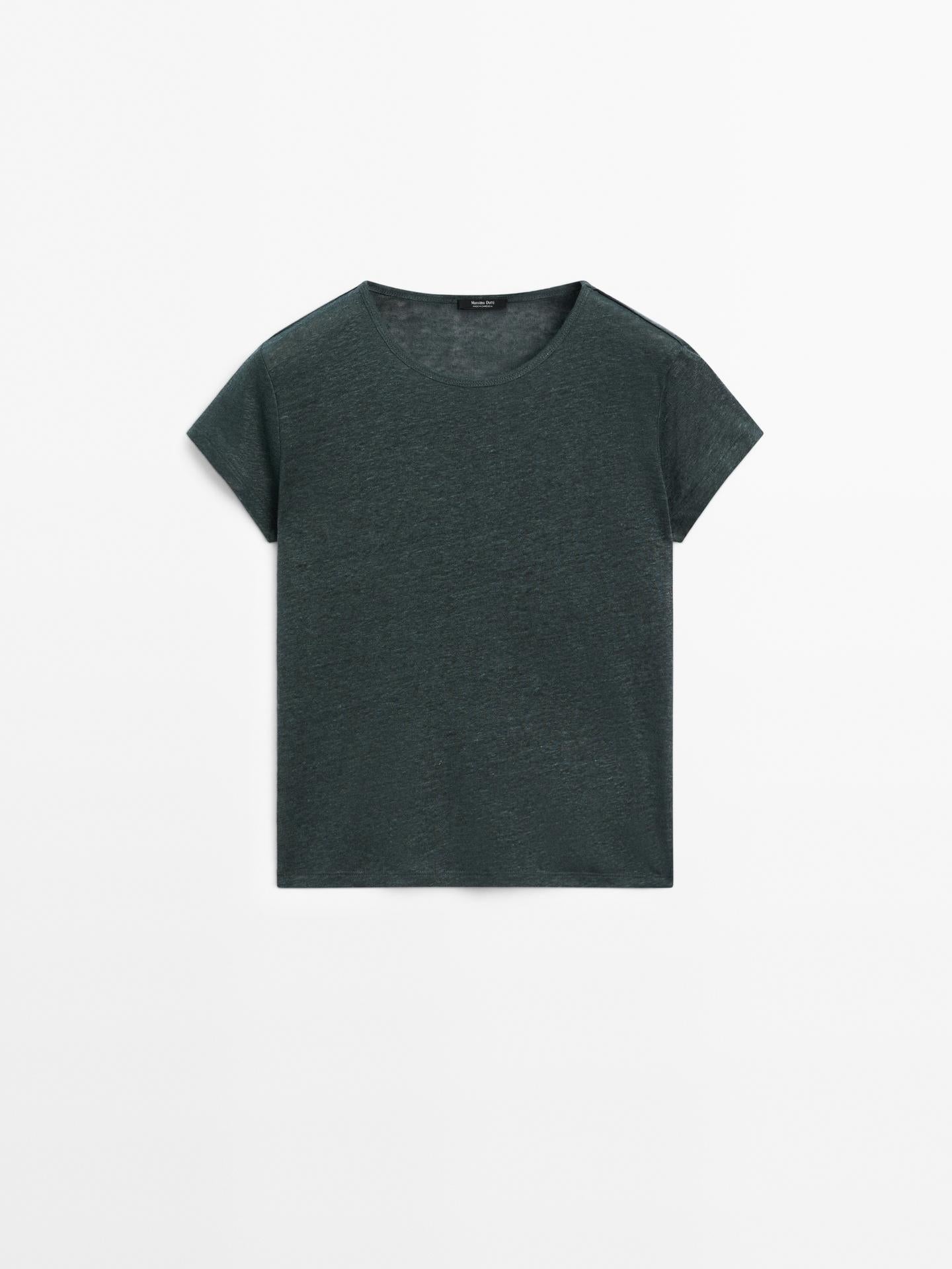 MASSIMO DUTTI T-SHIRT 100 % LIN À MANCHES COURTES