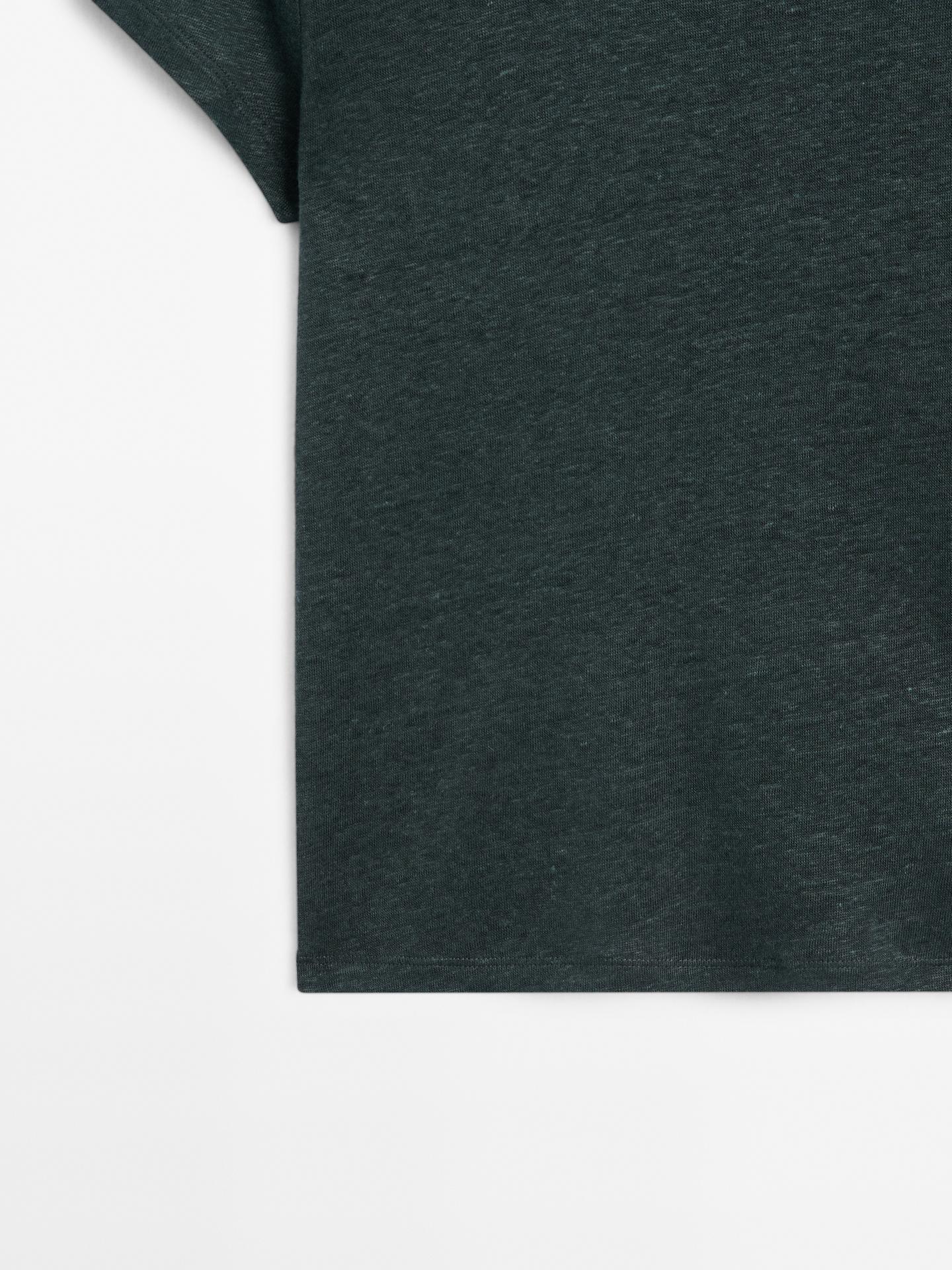 MASSIMO DUTTI T-SHIRT 100 % LIN À MANCHES COURTES