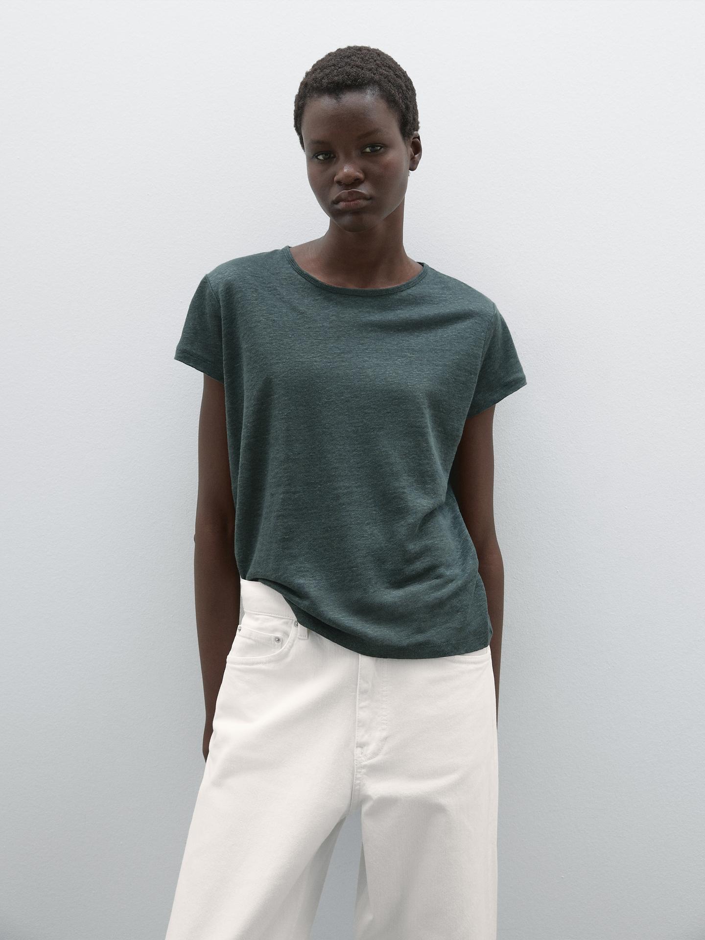 MASSIMO DUTTI T-SHIRT 100 % LIN À MANCHES COURTES