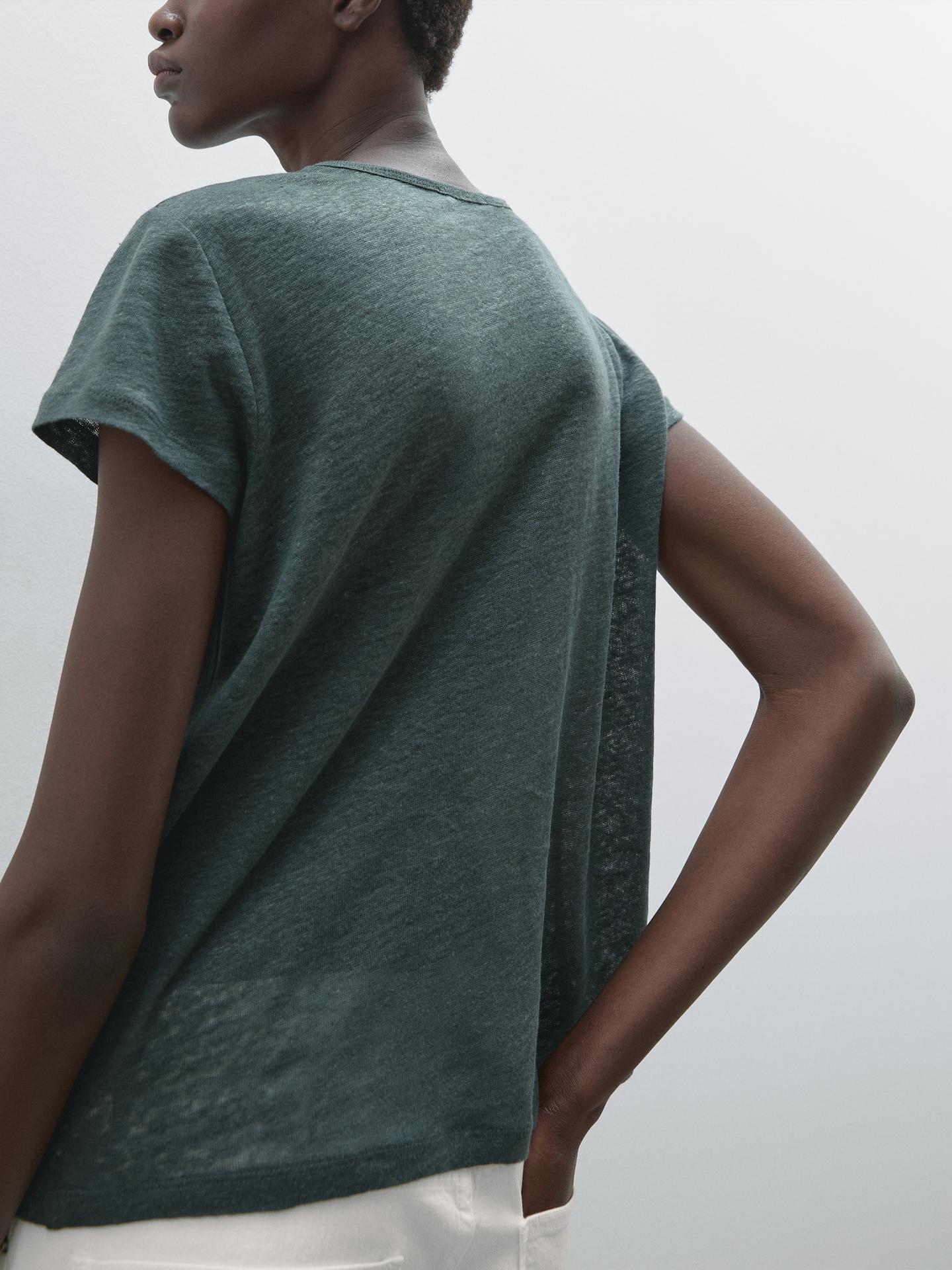 MASSIMO DUTTI T-SHIRT 100 % LIN À MANCHES COURTES