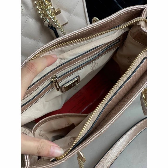 Sac Guess Style Cabas Cuir Brillant Avec Motif Signature Rosegold