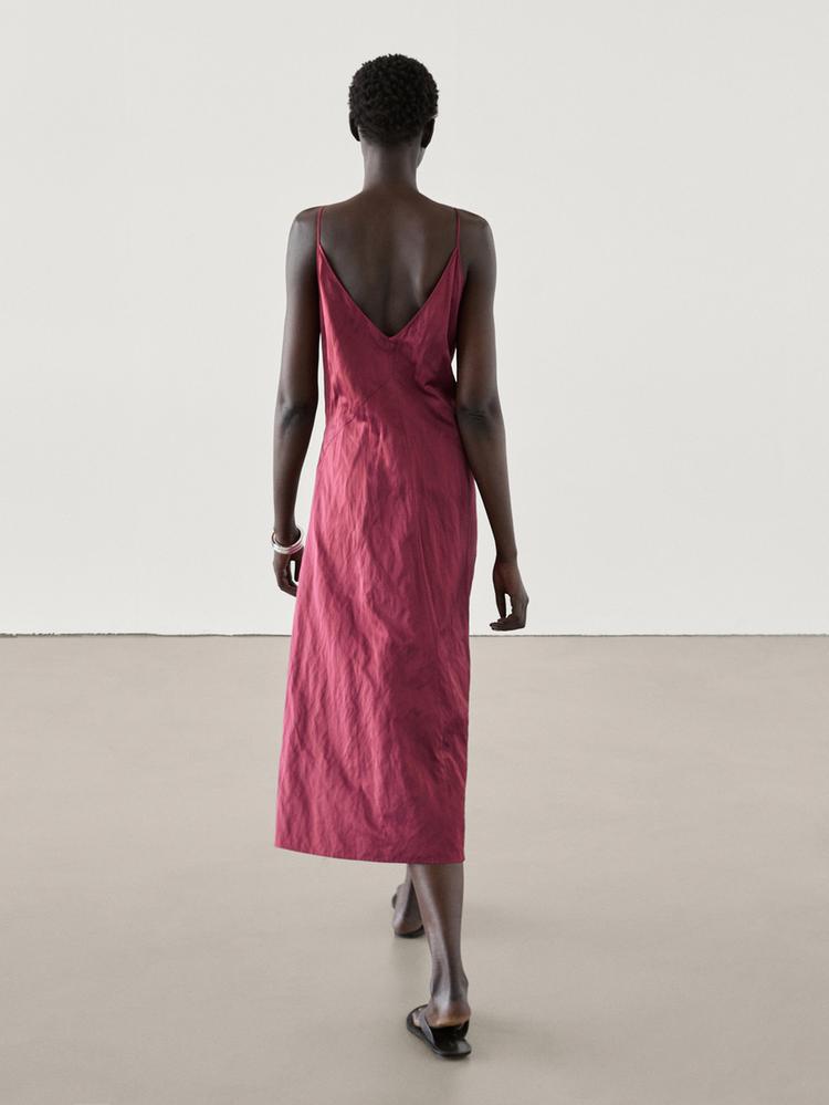 MASSIMO DUTTI ROBE NUISETTE À COL V