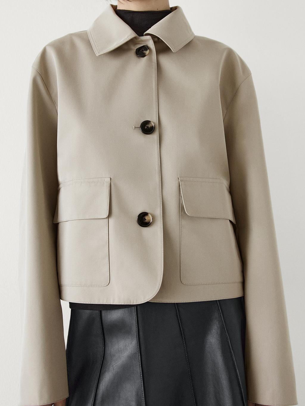 VESTE COURTE EN COTON MÉLANGÉ