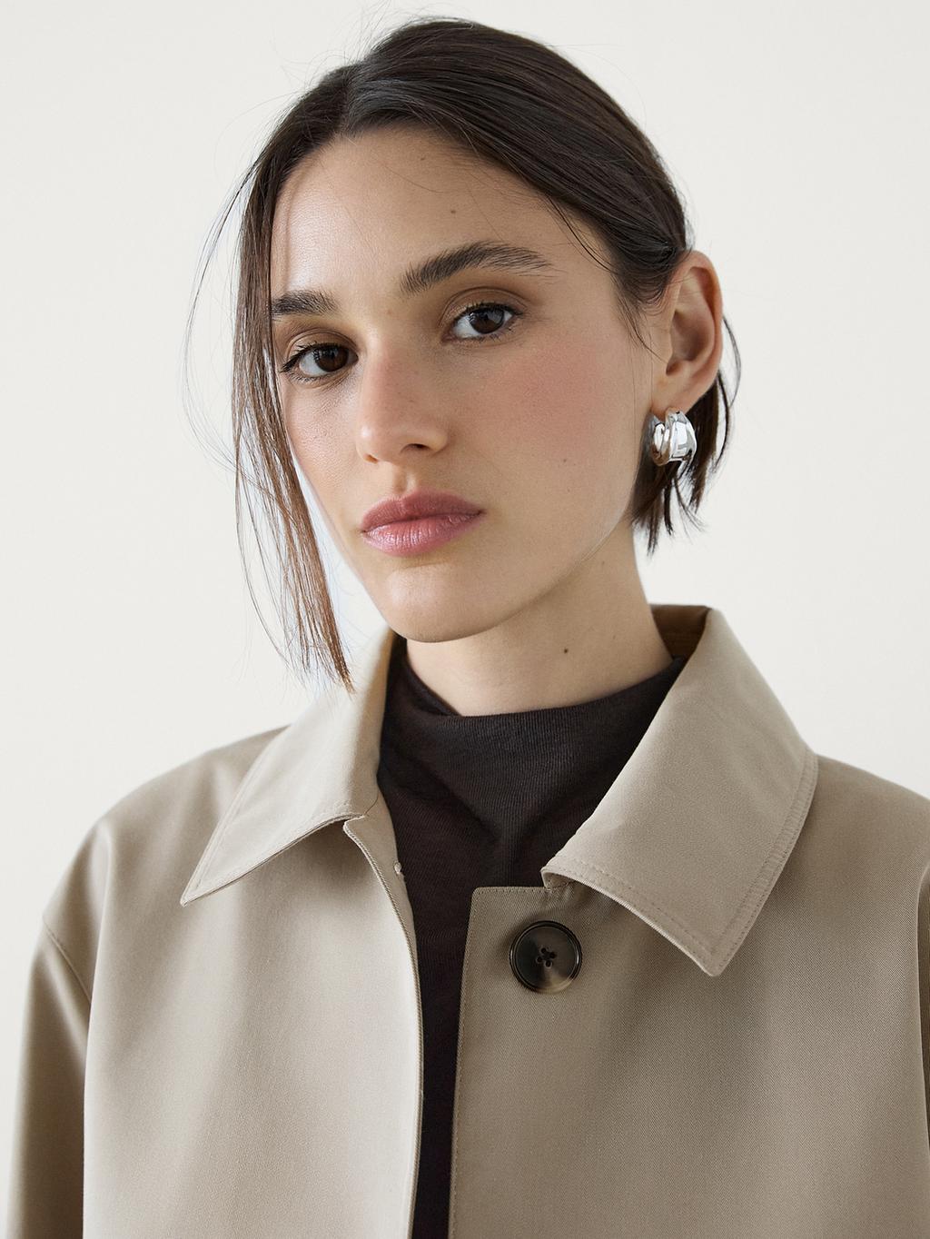 VESTE COURTE EN COTON MÉLANGÉ