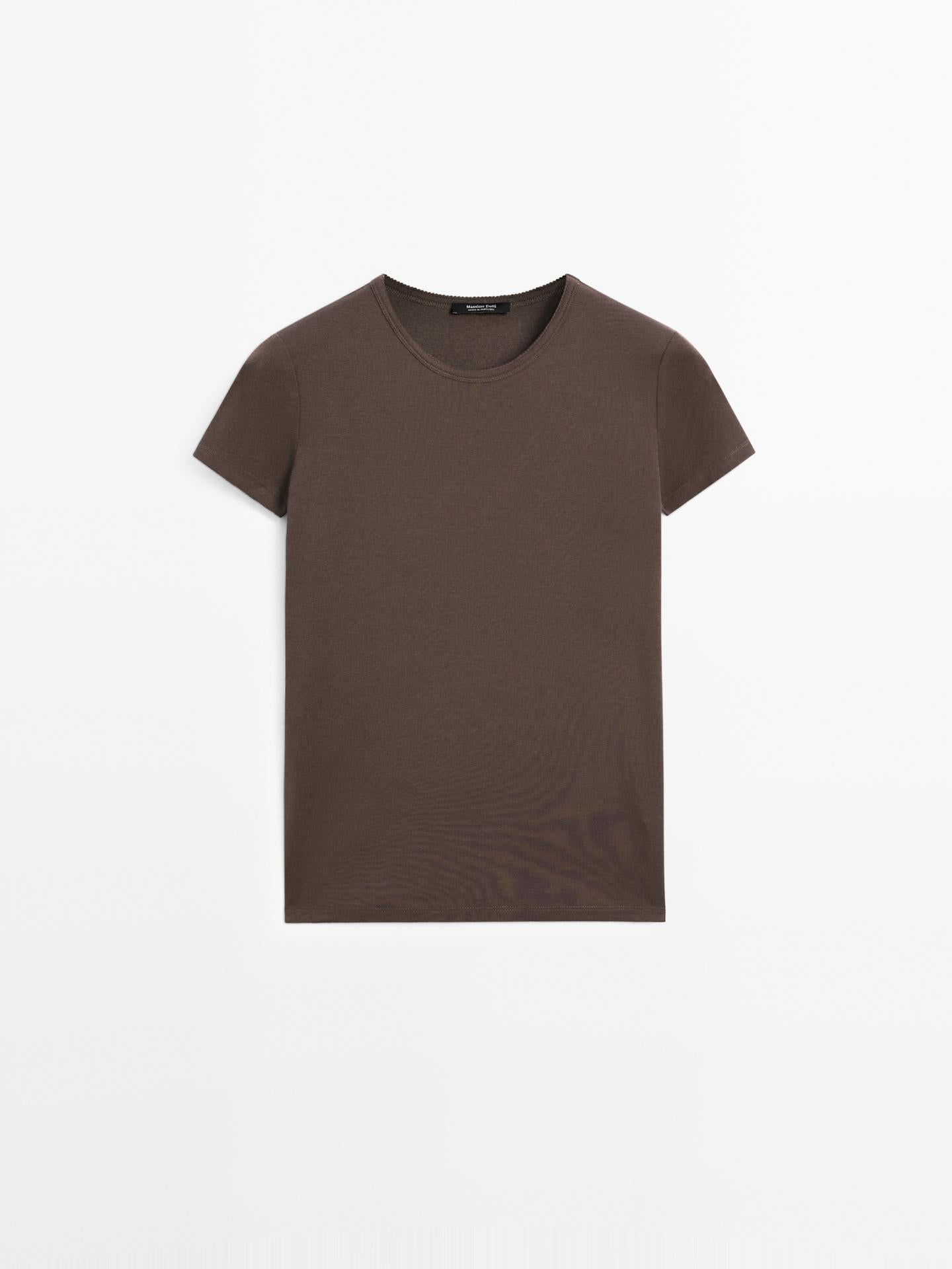 MASSIMO DUTTI SHORT SLEEVE T-SHIRT WITH PIPING DETAIL