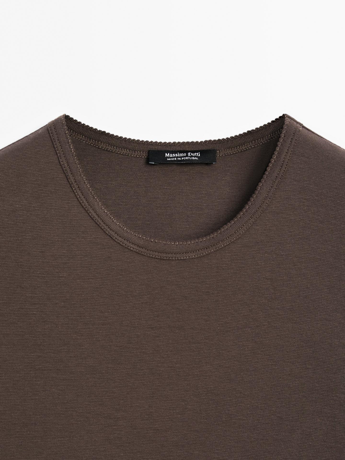MASSIMO DUTTI SHORT SLEEVE T-SHIRT WITH PIPING DETAIL
