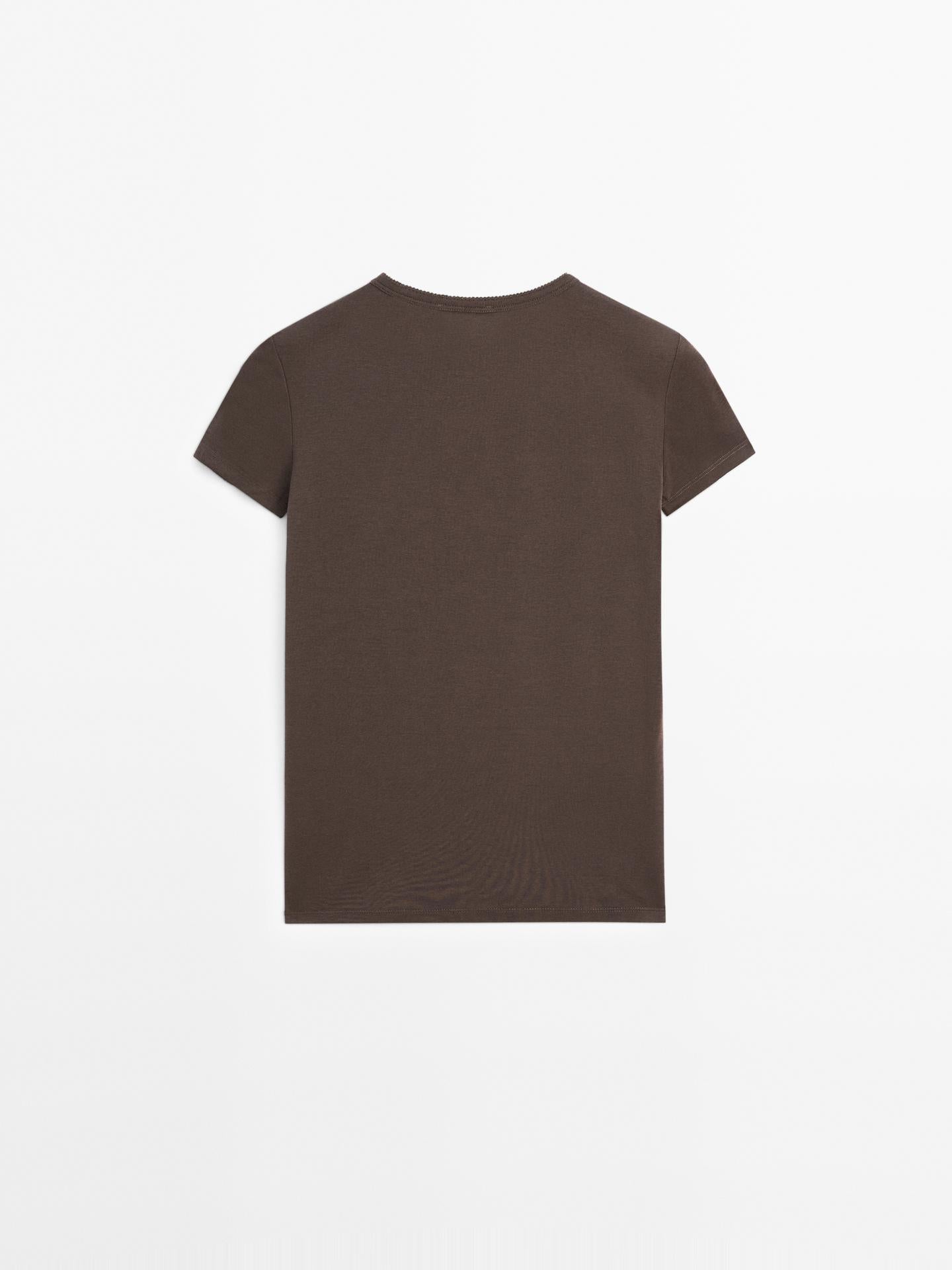 MASSIMO DUTTI SHORT SLEEVE T-SHIRT WITH PIPING DETAIL