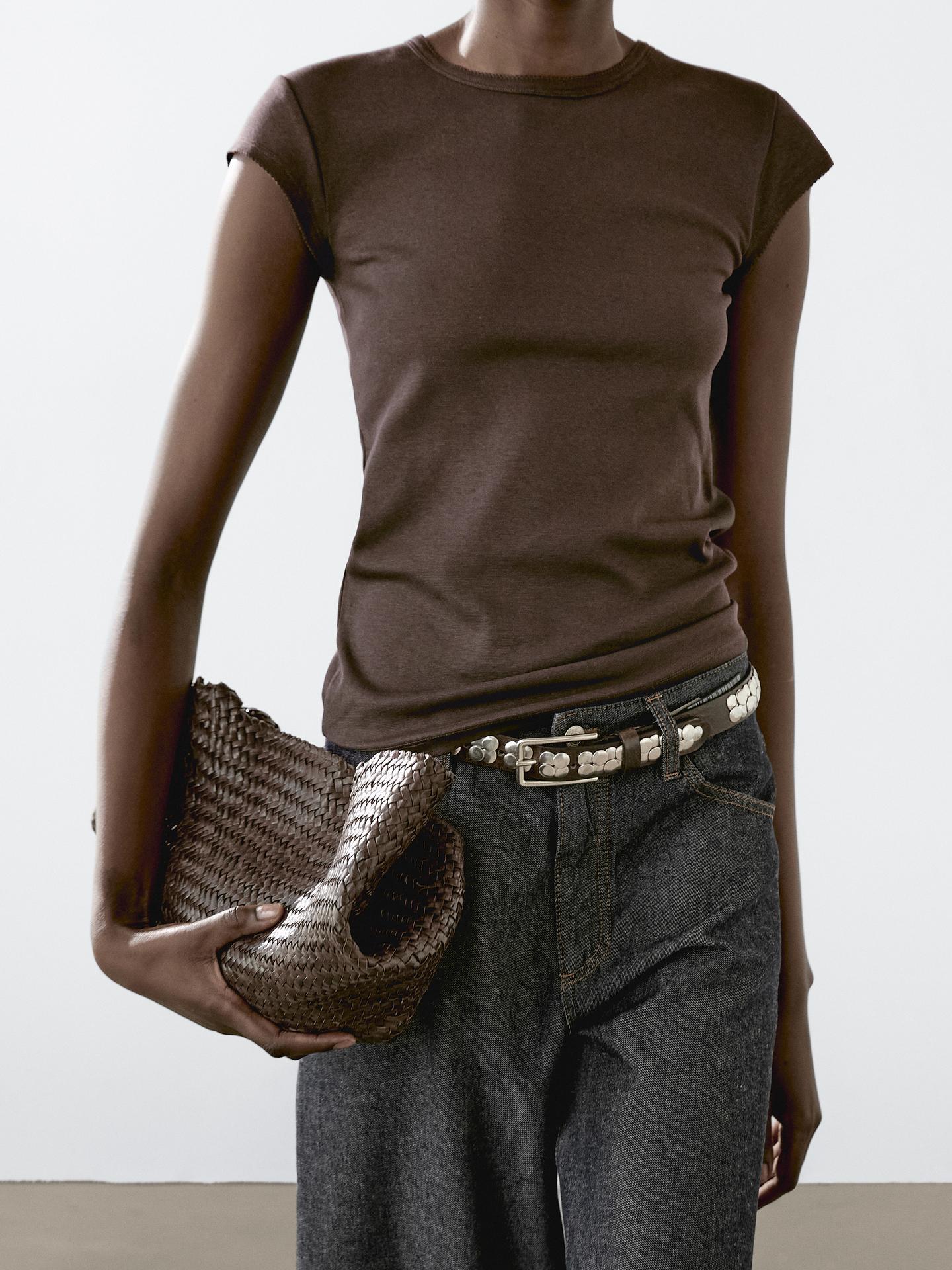 MASSIMO DUTTI SHORT SLEEVE T-SHIRT WITH PIPING DETAIL