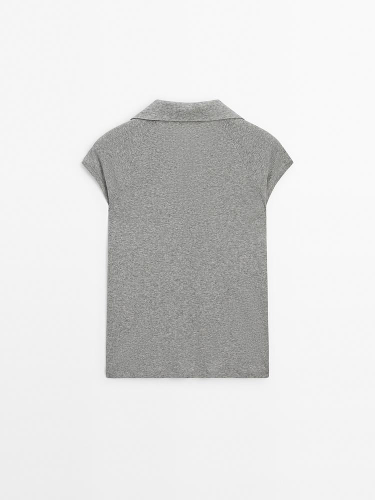 T-SHIRT RIBBED RAGLAN SLEEVE POLO MASSIMO DUTTI