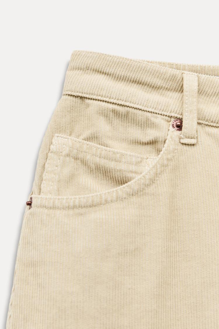 PANTALON DÉCONTRACTÉ OVERSIZE EN VELOURS CÔTELÉ À TAILLE NORMALE