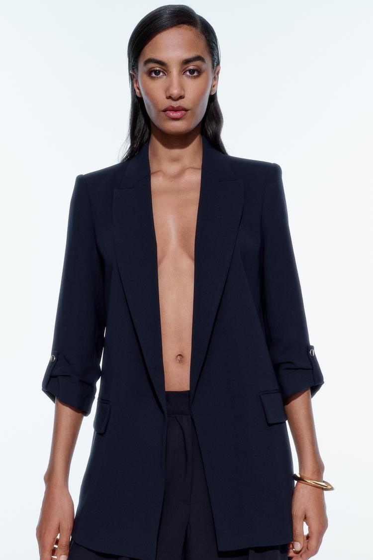 VESTE À MANCHES RETROUSSÉES BLEUE MARINE