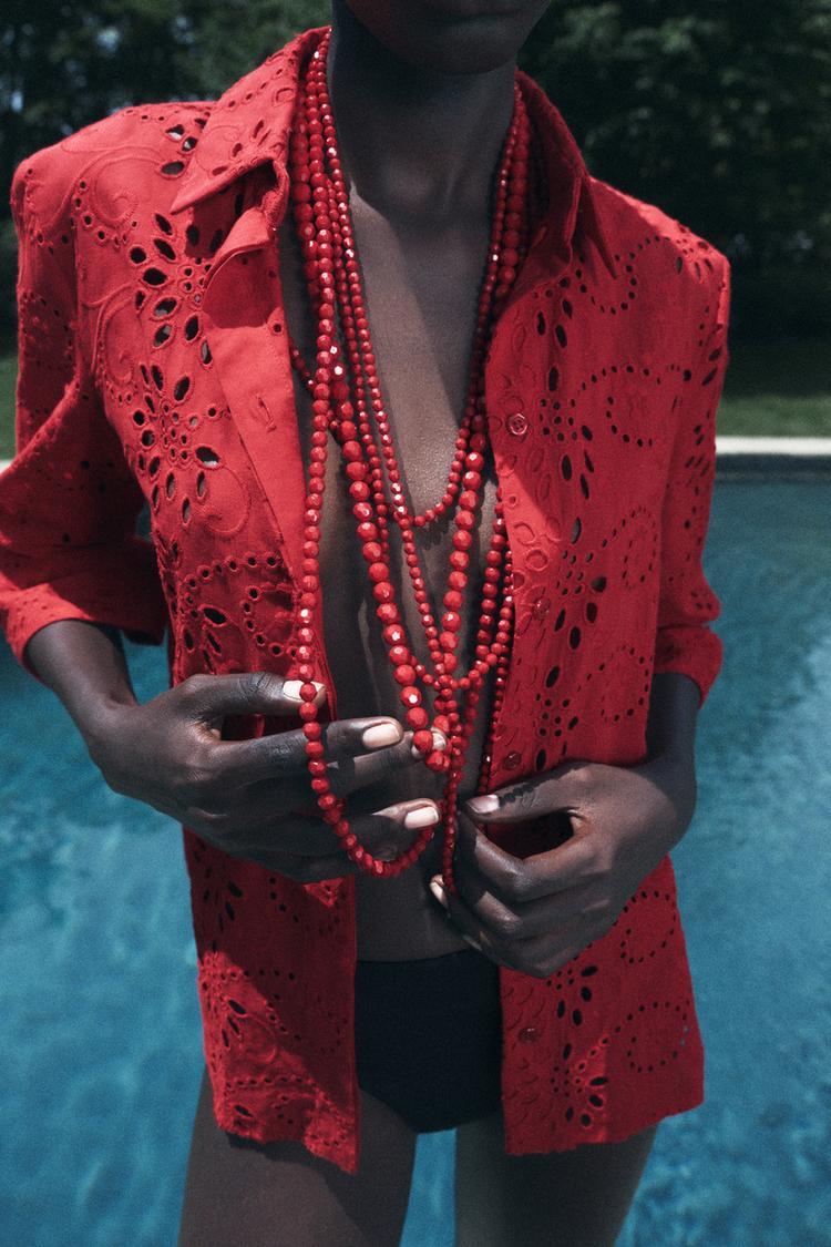 CHEMISE EN POPELINE AVEC BRODERIE