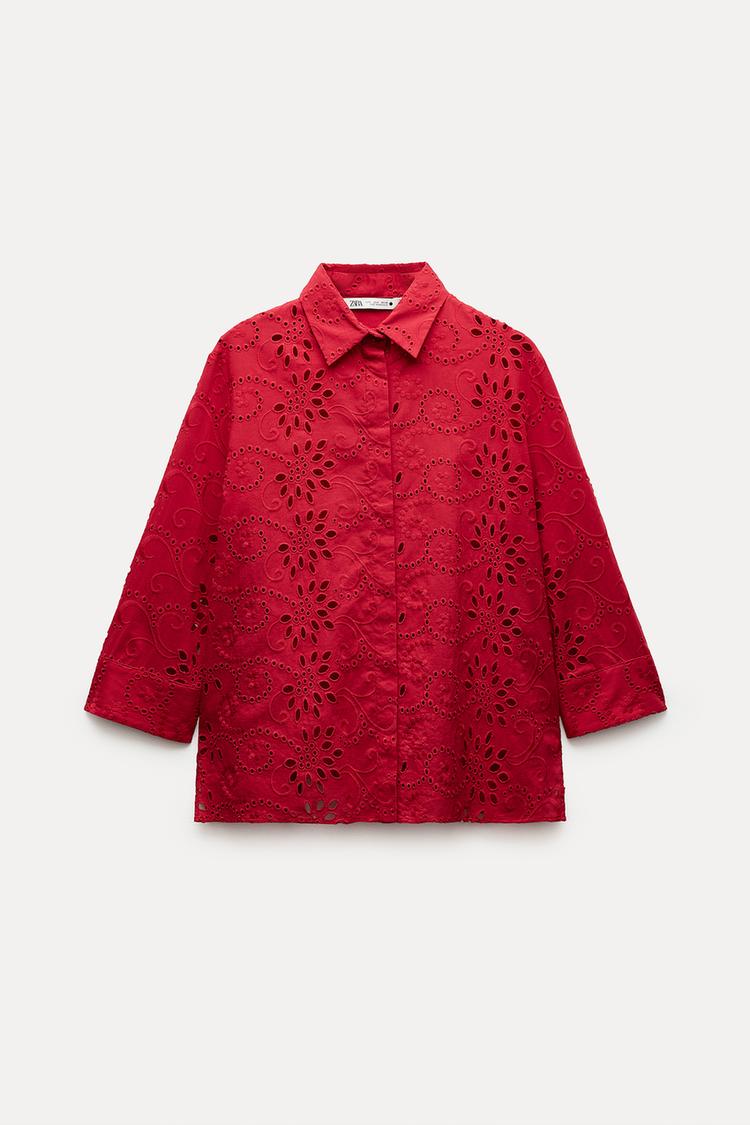 CHEMISE EN POPELINE AVEC BRODERIE