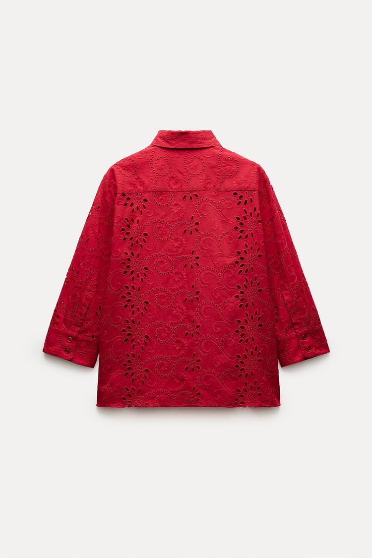 CHEMISE EN POPELINE AVEC BRODERIE