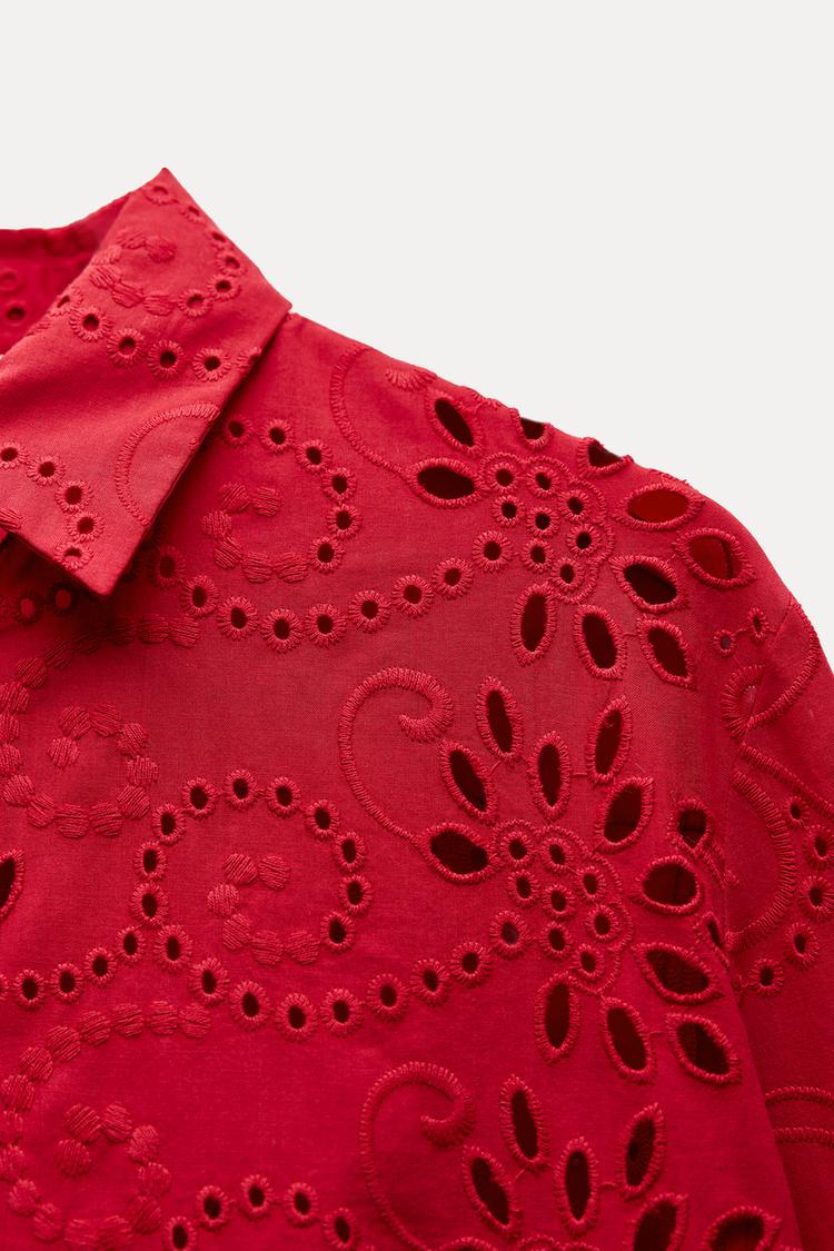 CHEMISE EN POPELINE AVEC BRODERIE