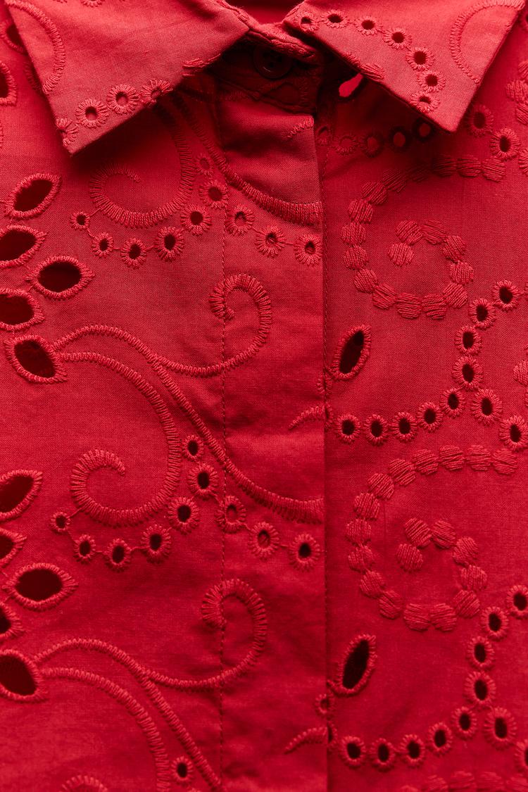 CHEMISE EN POPELINE AVEC BRODERIE