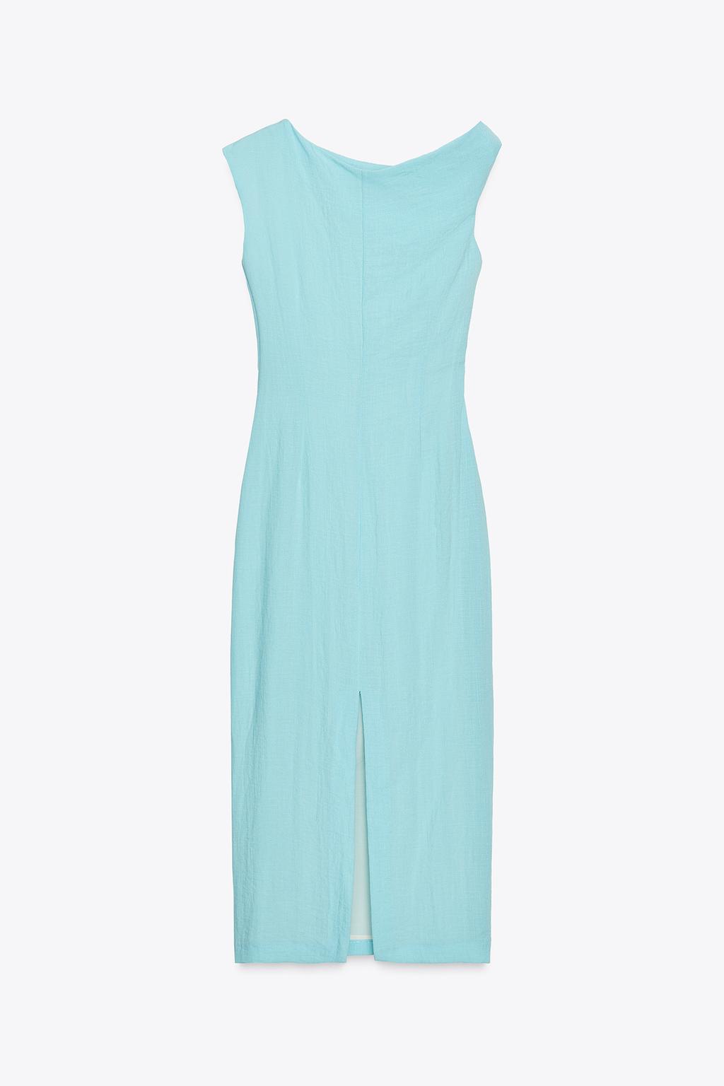 APPLIQUÉ ASYMMETRIC MIDI DRESS