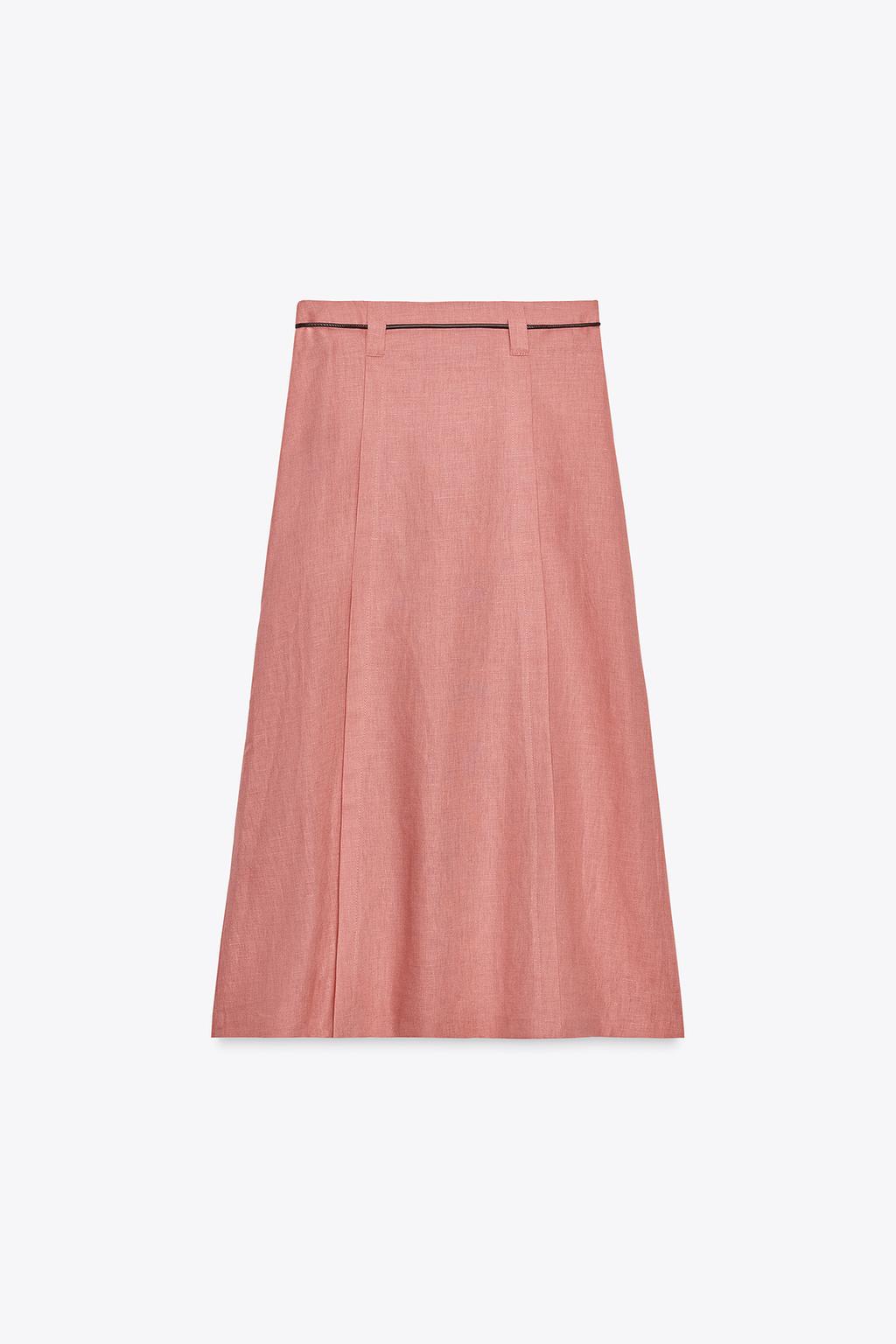 JUPE MIDI CEINTURE AVEC LIN
