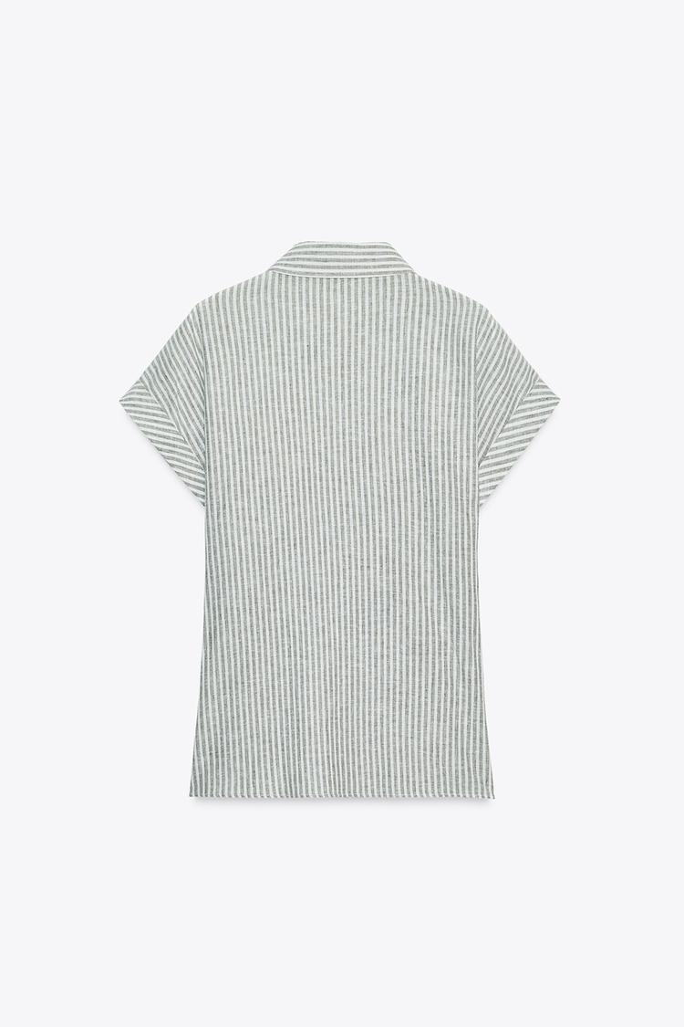 CHEMISE À RAYURES NŒUD AVEC LIN