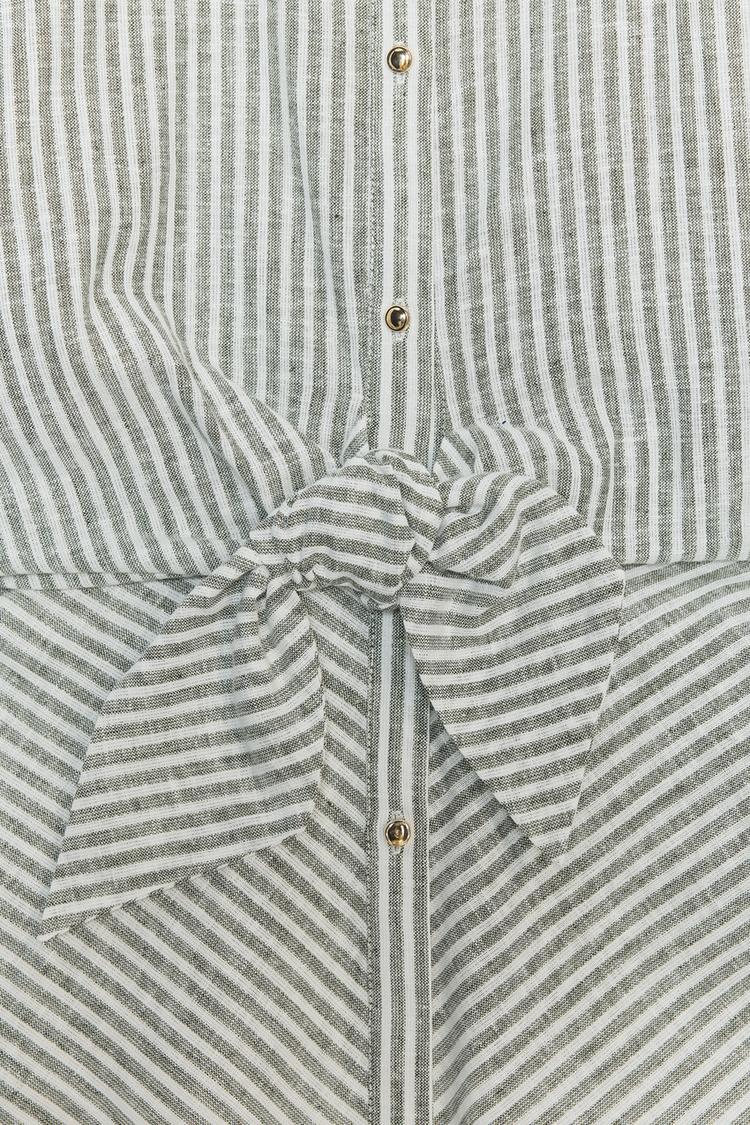 CHEMISE À RAYURES NŒUD AVEC LIN