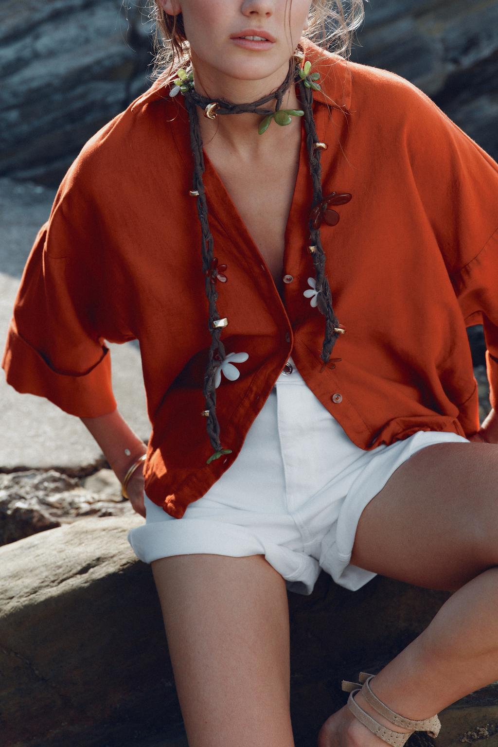 CHEMISE MANCHE LARGE AVEC LIN