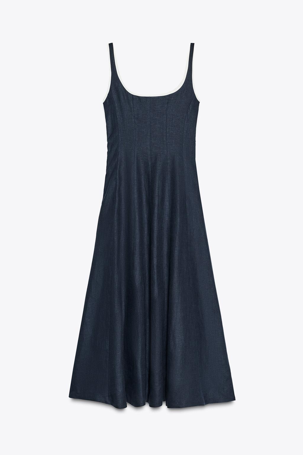 ROBE MIDI LIN LISERÉS CONTRASTE