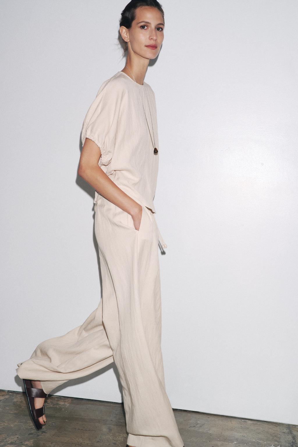 ENSEMBLE BLOUSE À MANCHES BOUFFANTES | PANTALON DE PYJAMA FLUIDE ZW COLLECTION