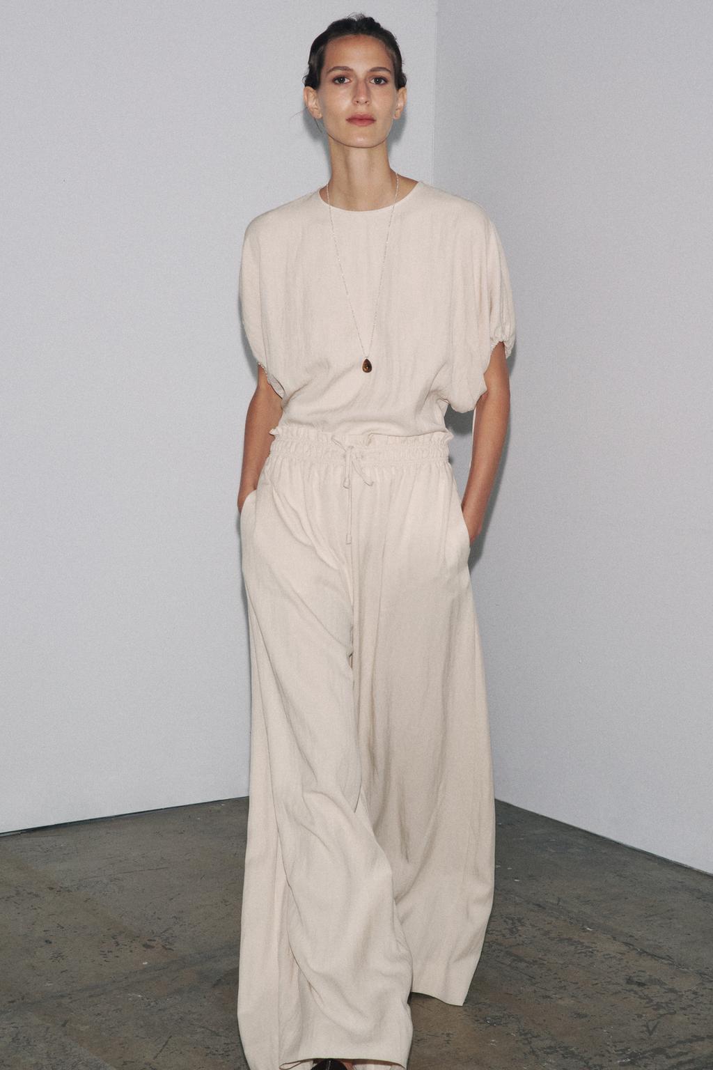 ENSEMBLE BLOUSE À MANCHES BOUFFANTES | PANTALON DE PYJAMA FLUIDE ZW COLLECTION